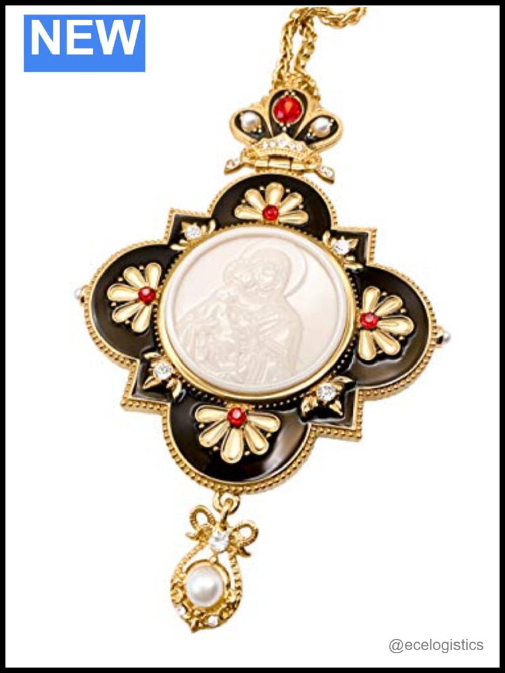 Gold Plated Religious Cross Pendant Necklace 24 inches